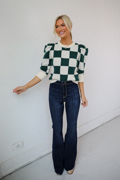 Cozy Excellence Green Checkered Sweater