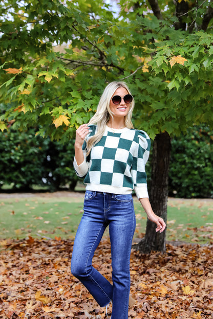 Cozy Excellence Green Checkered Sweater