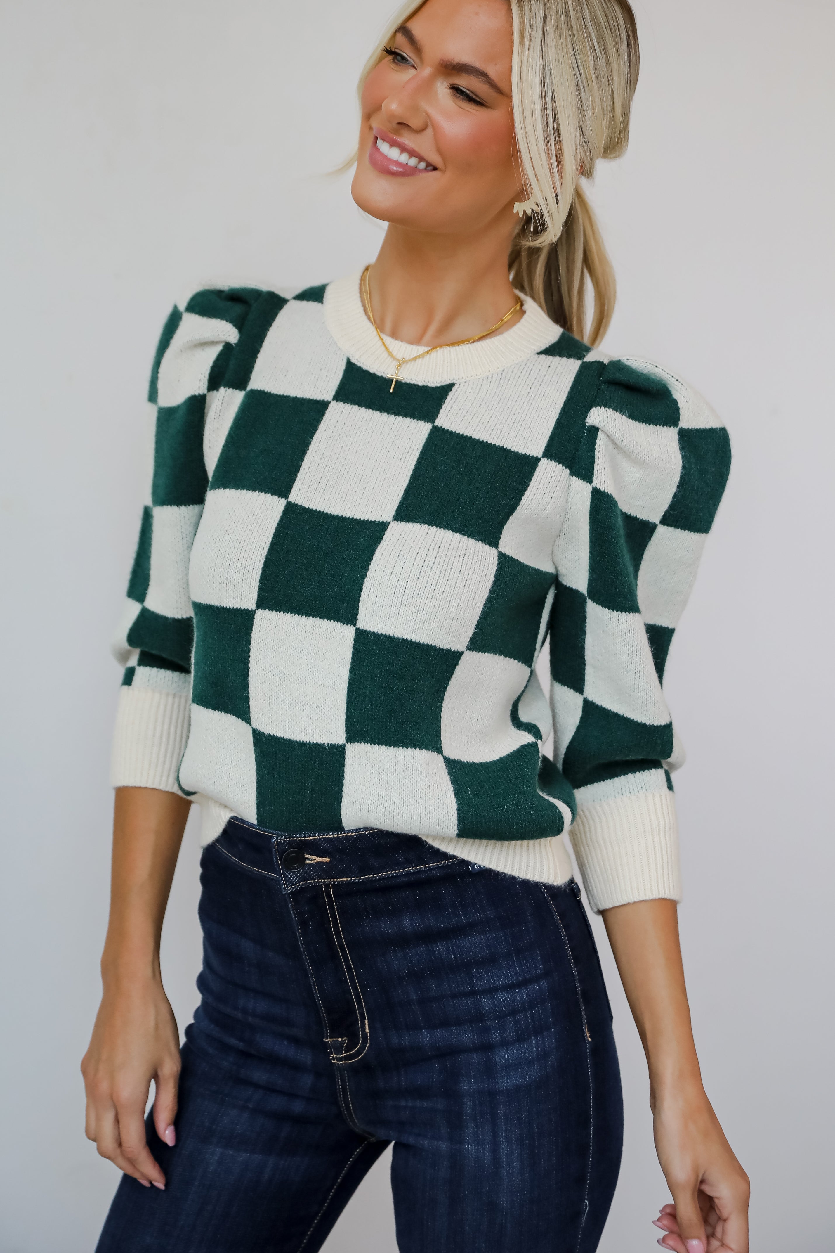 Cozy Excellence Green Checkered Sweater