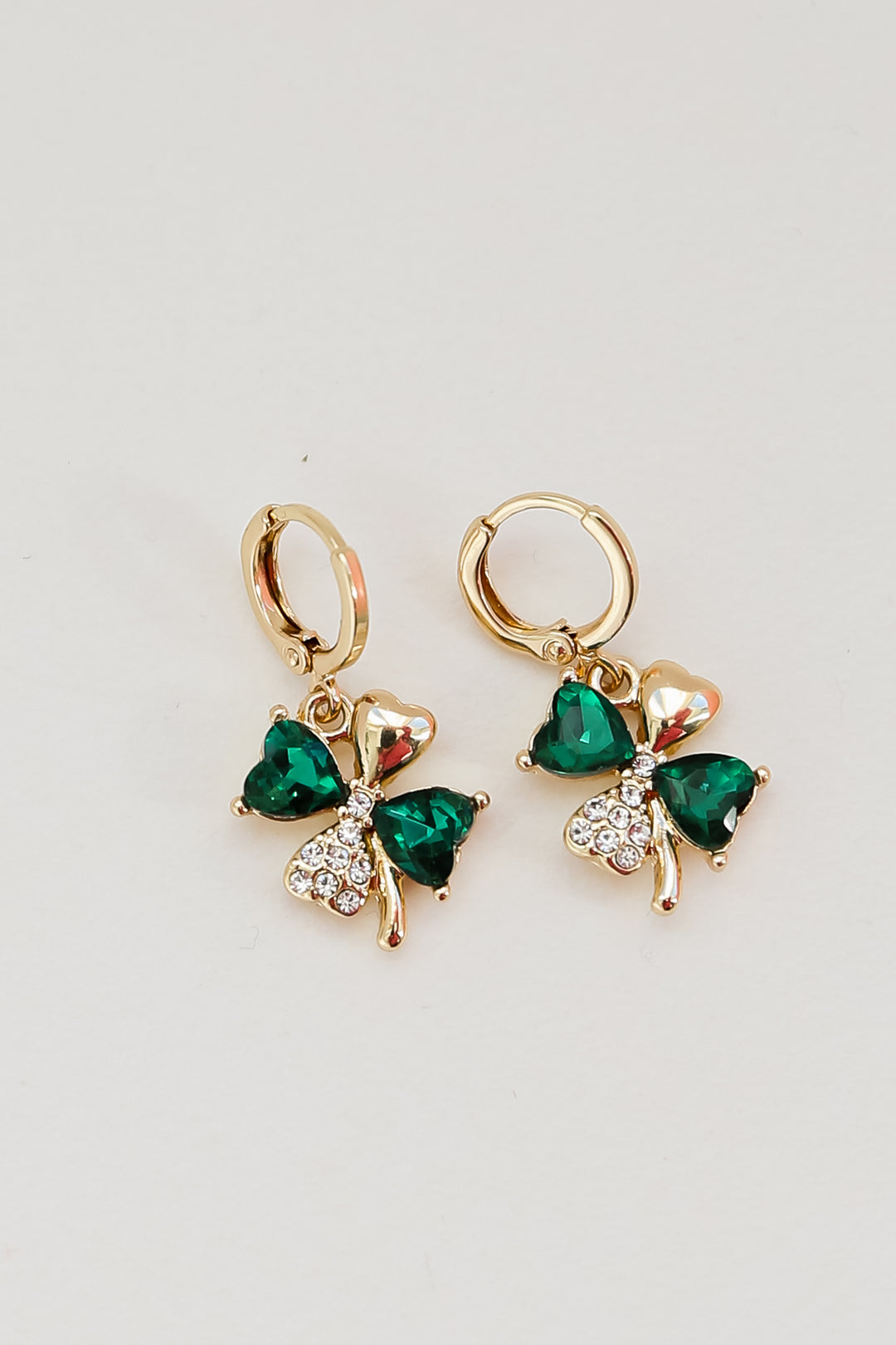 Gold Four Leaf Clover Drop Earrings