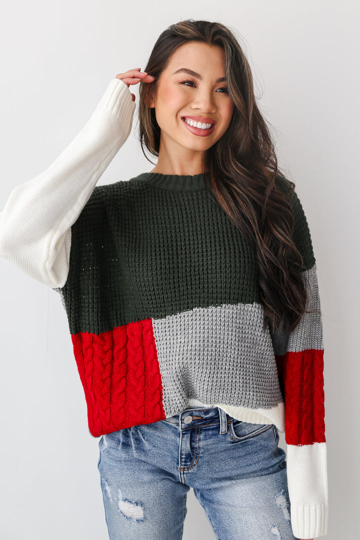 Color Block Oversized Sweater on dress up model