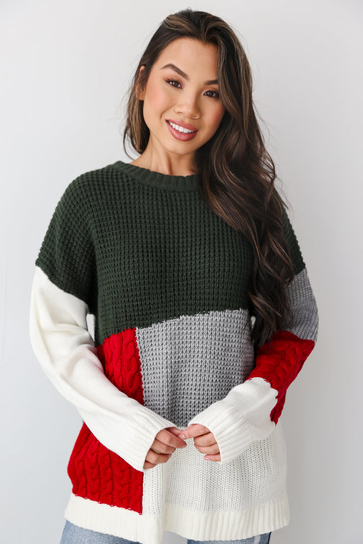 Color Block Oversized Sweater front view