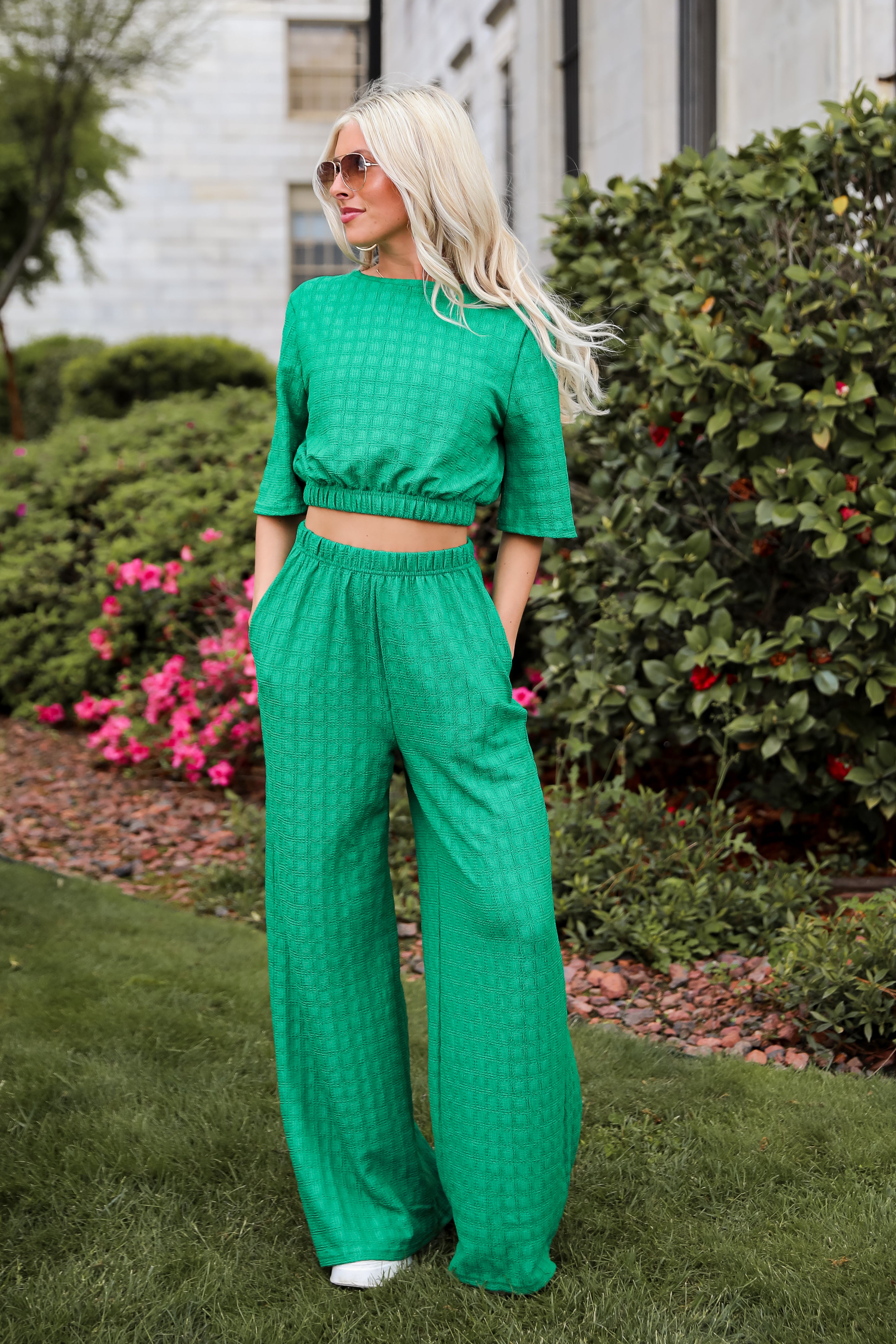 cute Green Textured Top