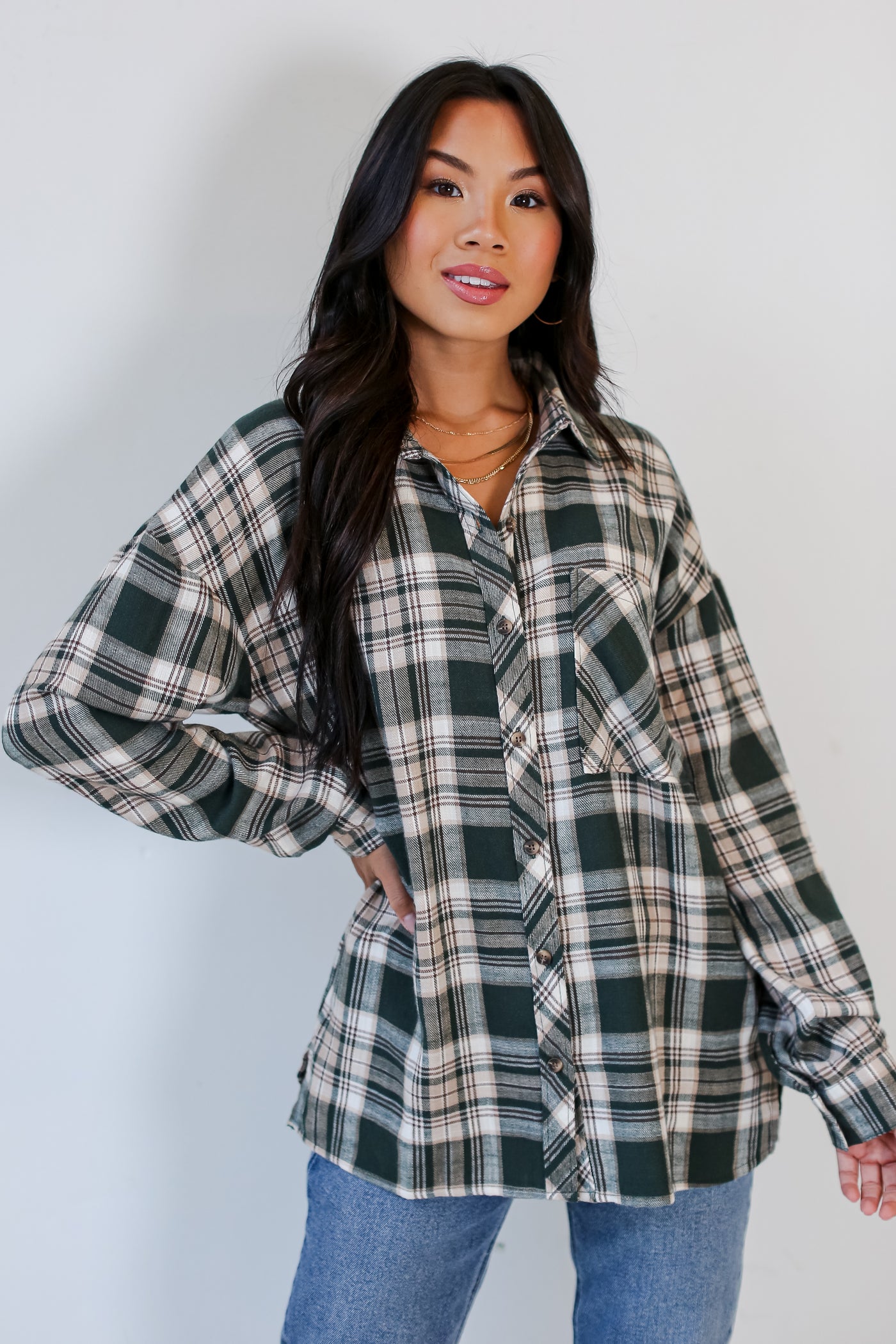 Mable Flannel Tunic Shirt - Women's Shirts/Blouses in Hunter Green