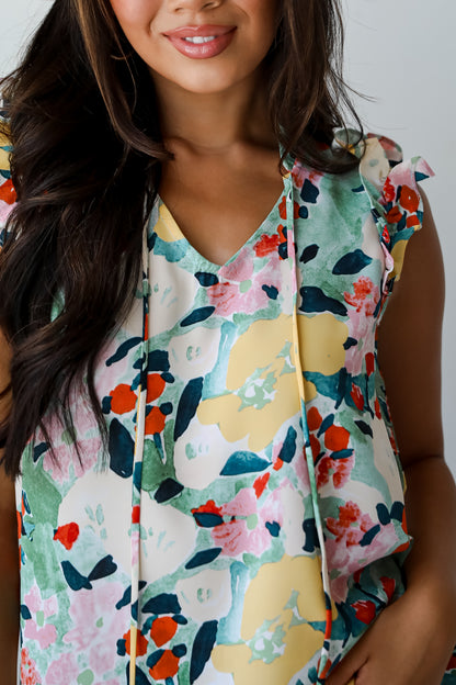 Lovely Statement Green Floral Blouse