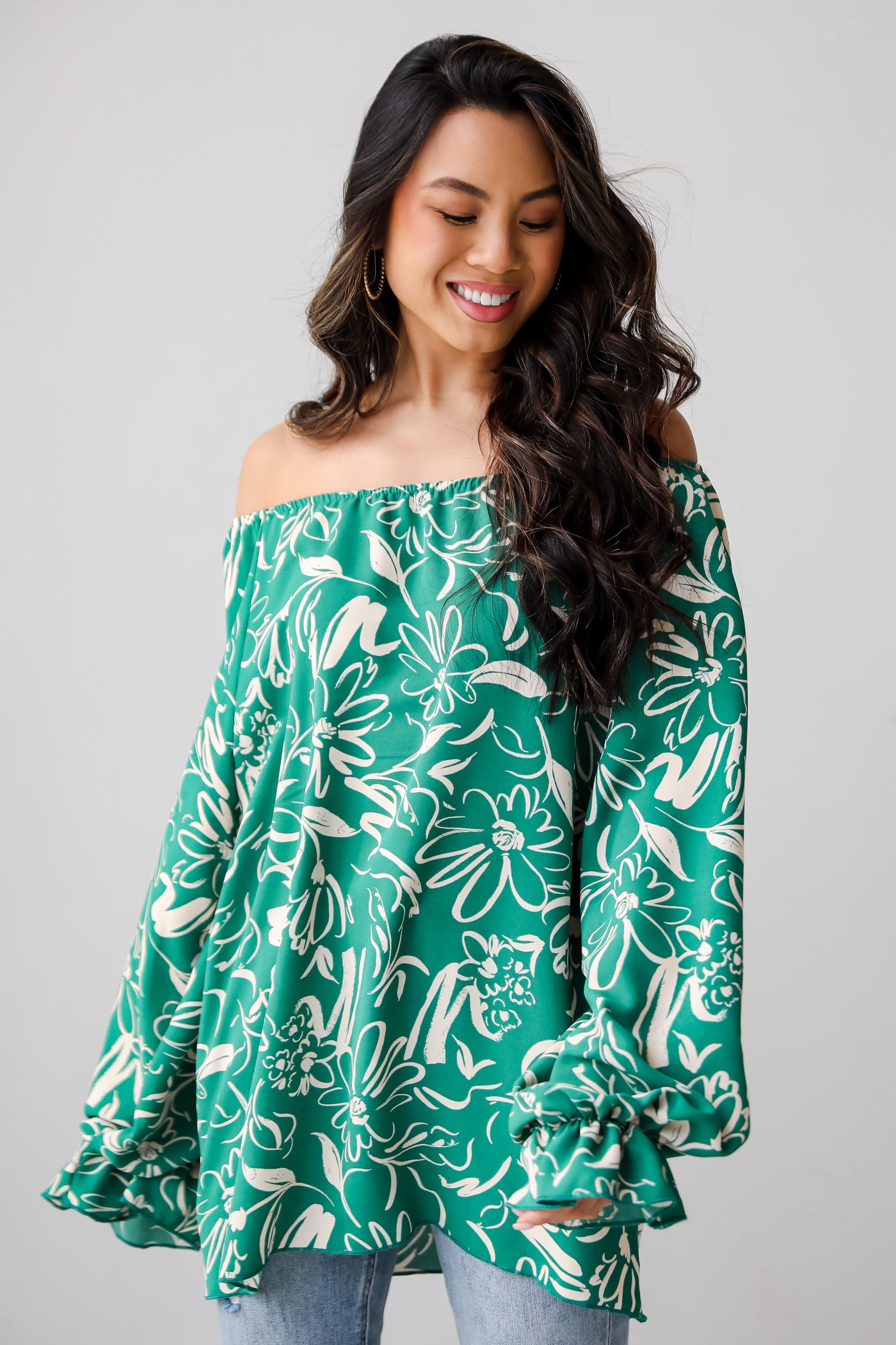 womens Green Floral Blouse. Darling Quality Green Floral Blouse