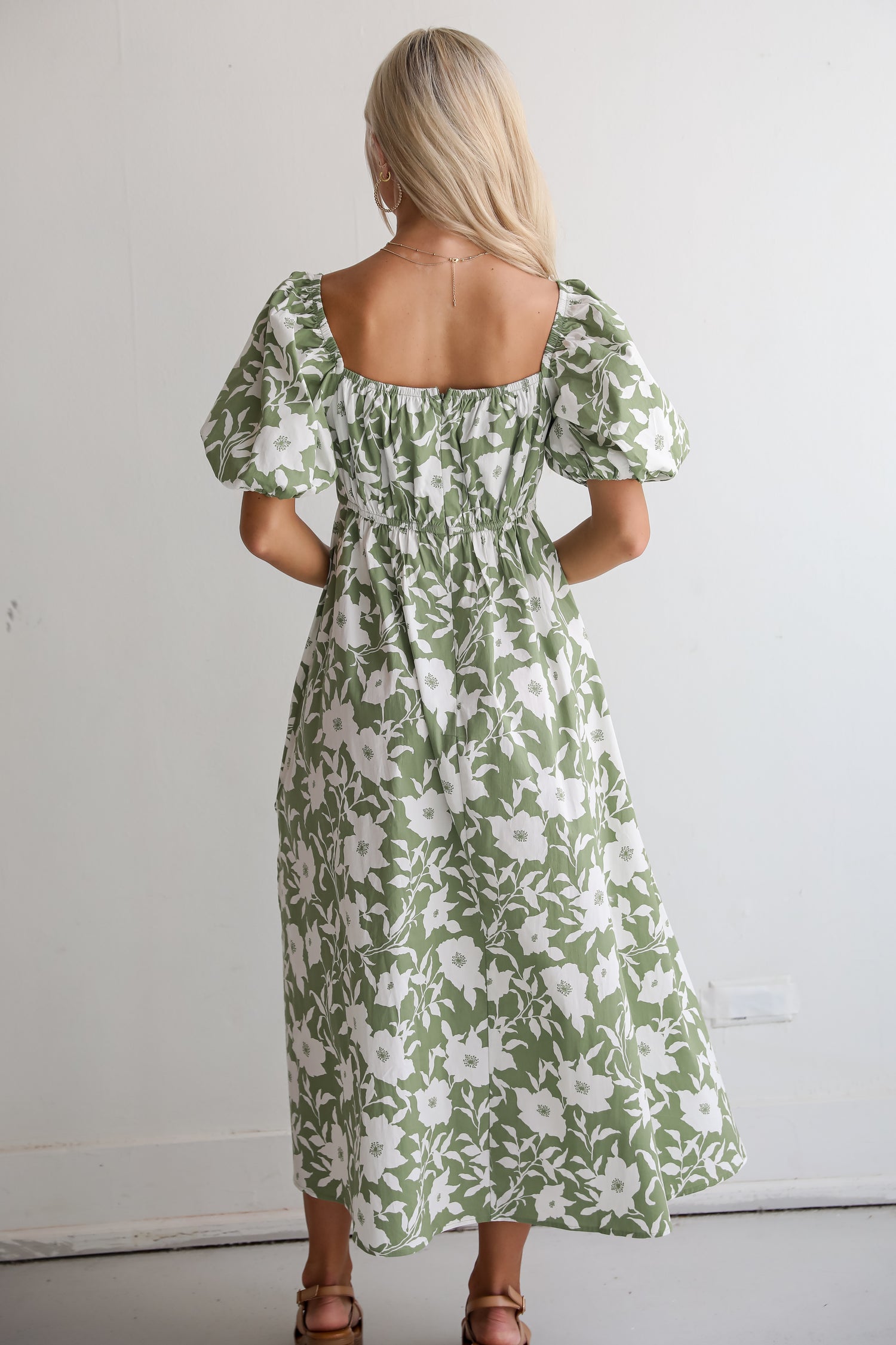 Modern Sweetheart Sage Floral Maxi Dress