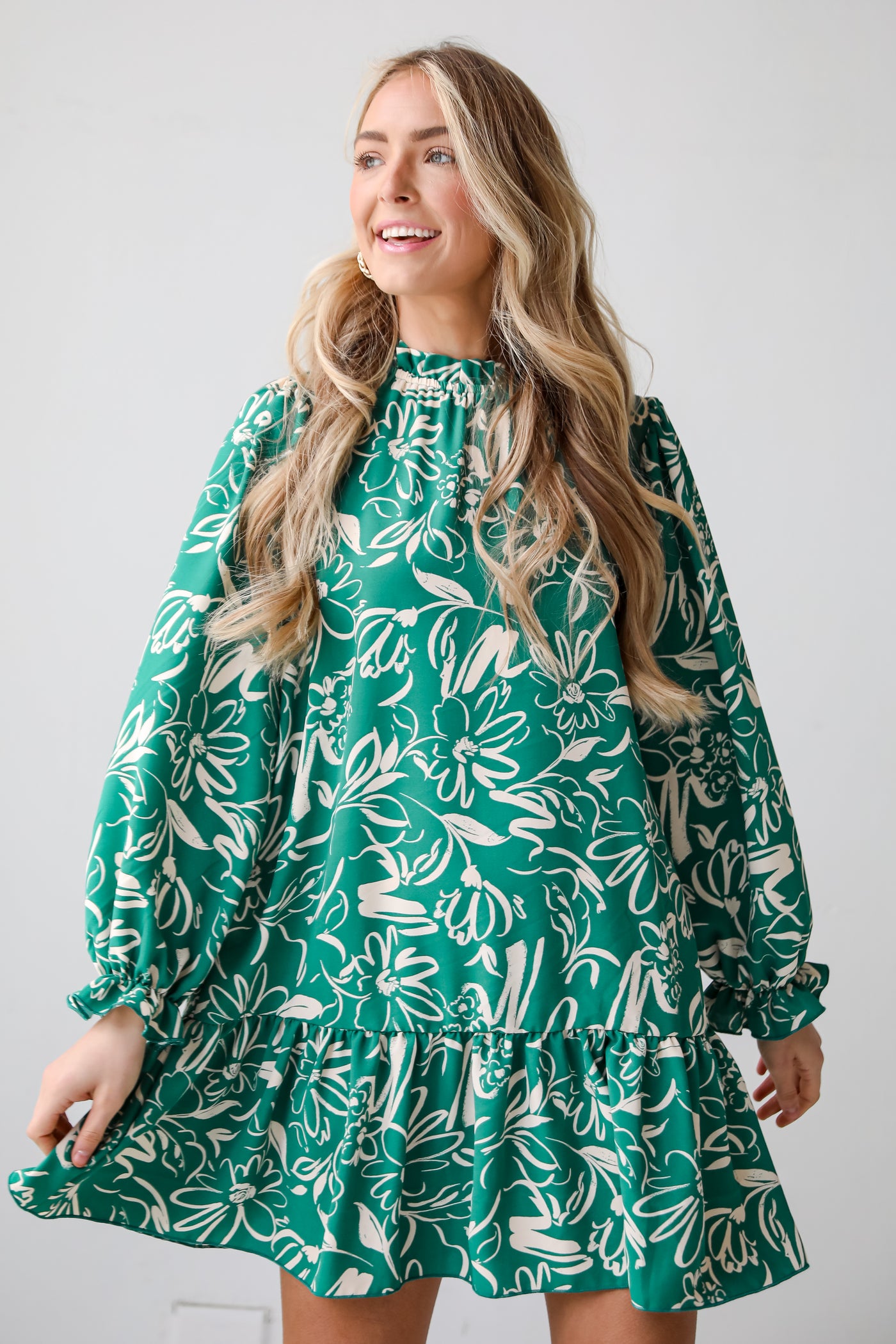 Darling Quality Green Floral Mini Dress. floral dresses