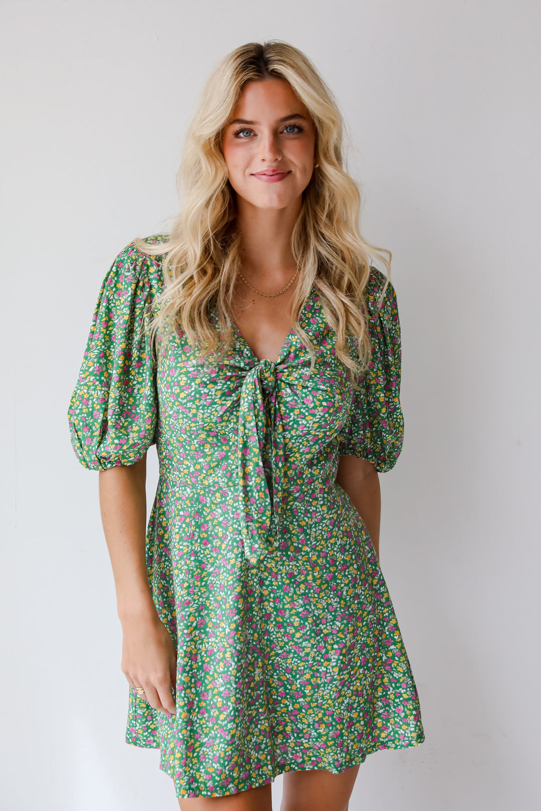 Perfect Whimsy Green Floral Mini Dress