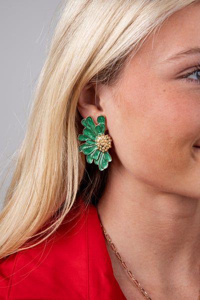 earrings for green dress Brinley Floral Statement | Trendy Women's Jewelry Statement size Color:Dark Chocolate White Linen Woven Collared truefit:root:sonella-lace-halter-mini-dress-black