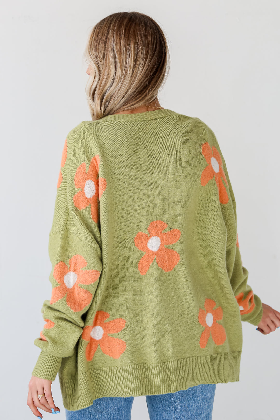 green Floral Cardigan for spring