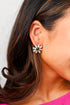 Gold Rhinestone Flower Stud Earrings