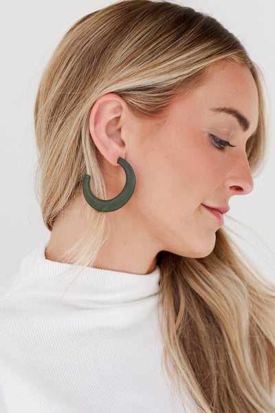 green Hoop Earrings close up