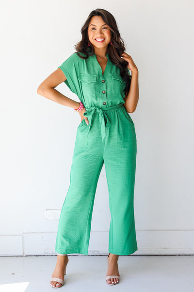 green Jumpsuit front view