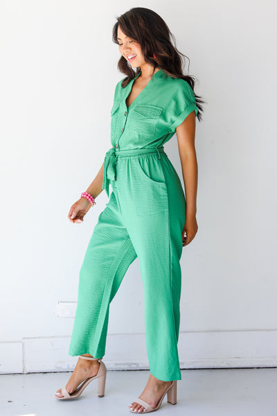 green Jumpsuit side view