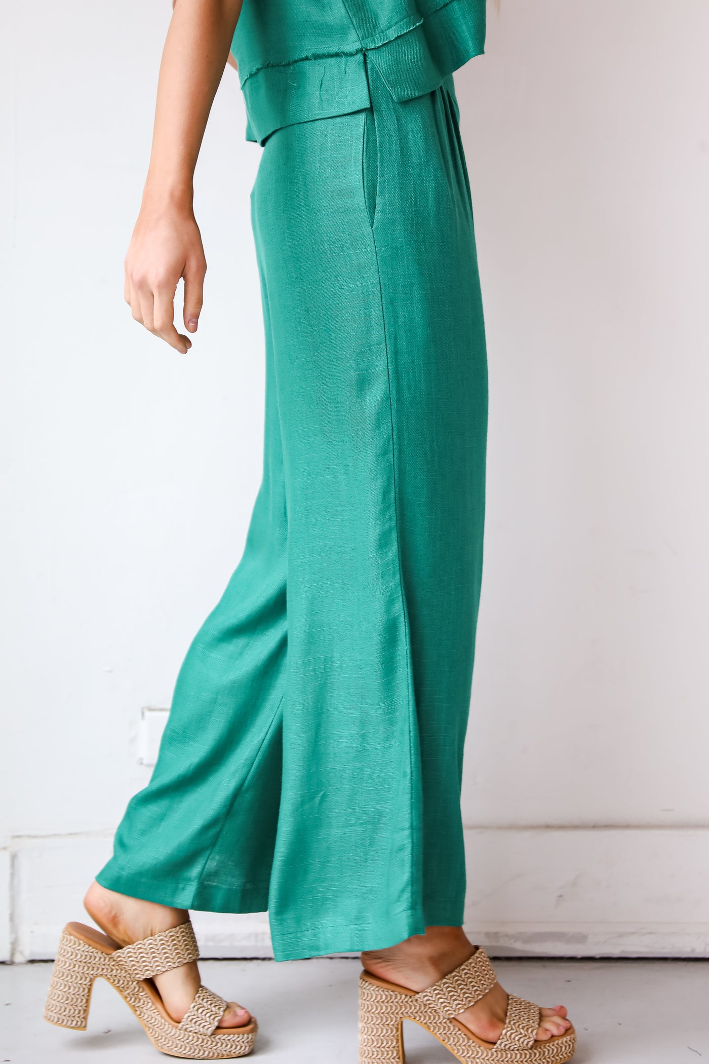 womens green Linen Pants