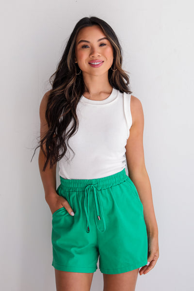 Green Linen Shorts for women