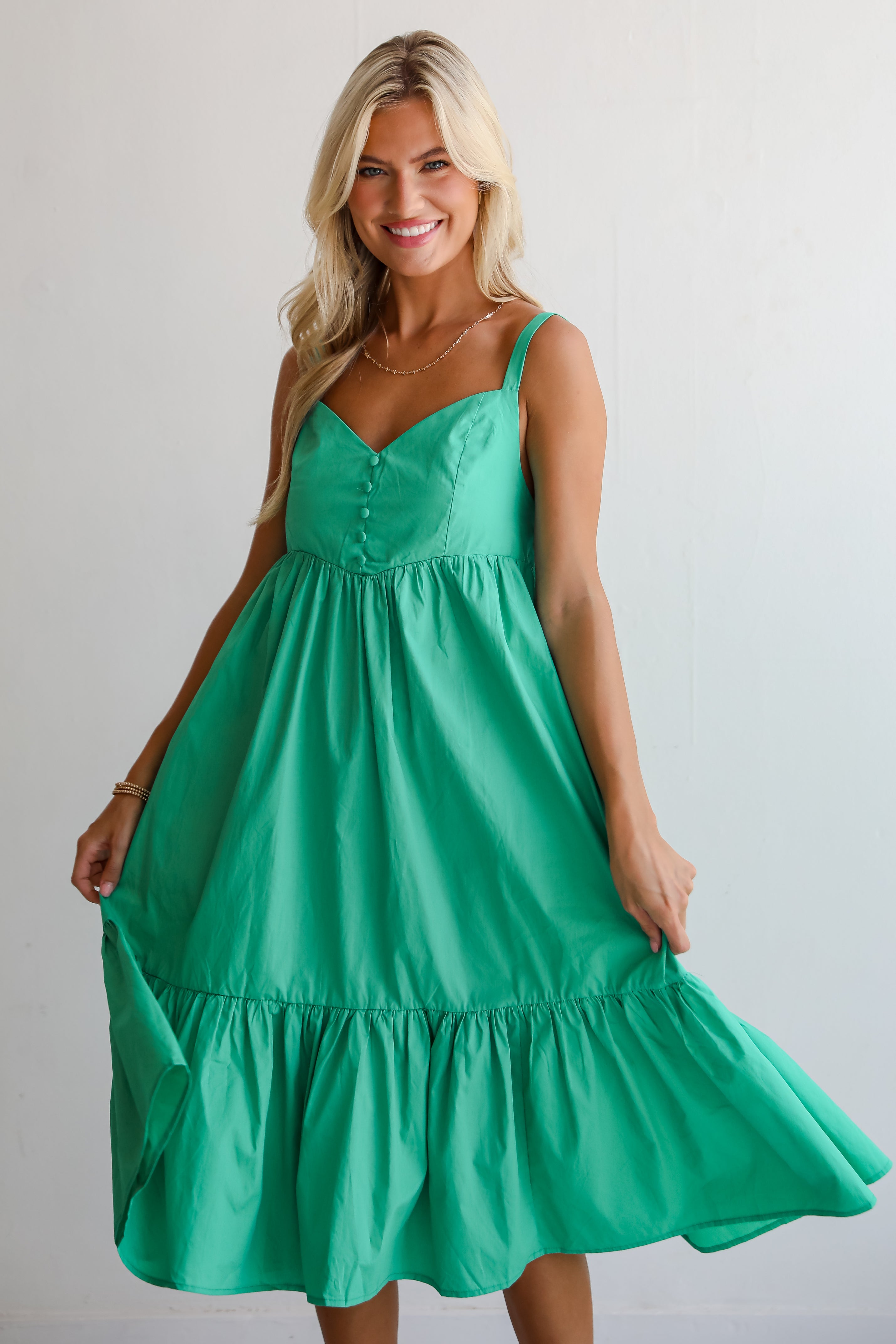 Cute Kelly Green Midi Dress | Green Dresses | ShopDressUp – Dress Up