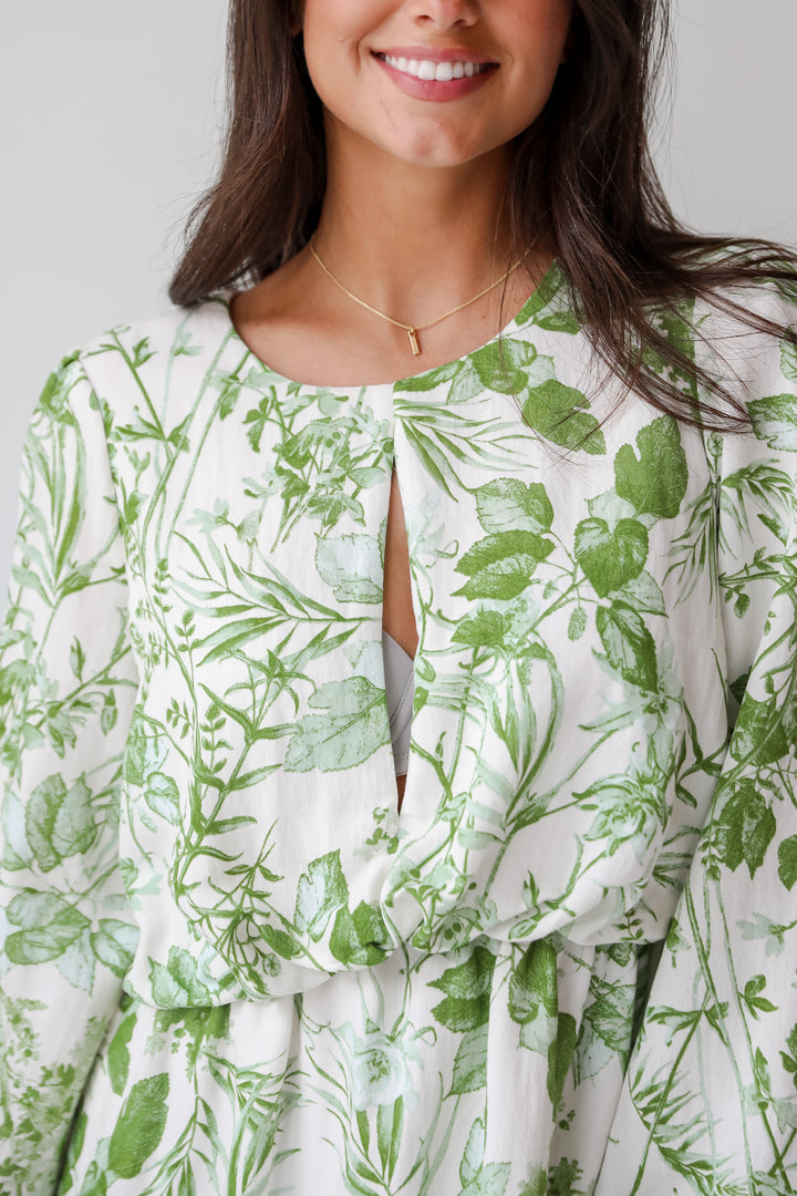 Mesmerizing Essence Green Floral Mini Dress