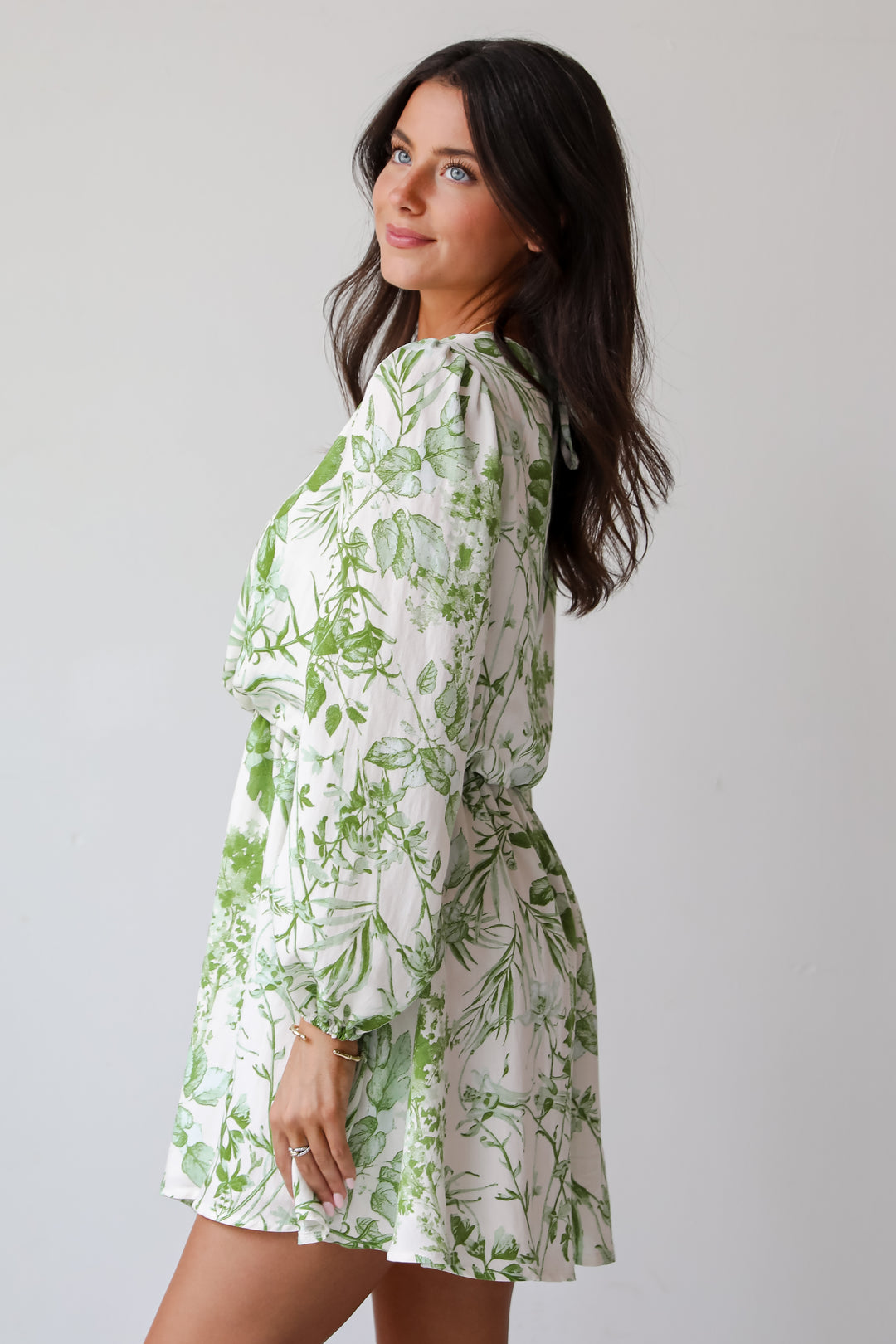 Mesmerizing Essence Green Floral Mini Dress