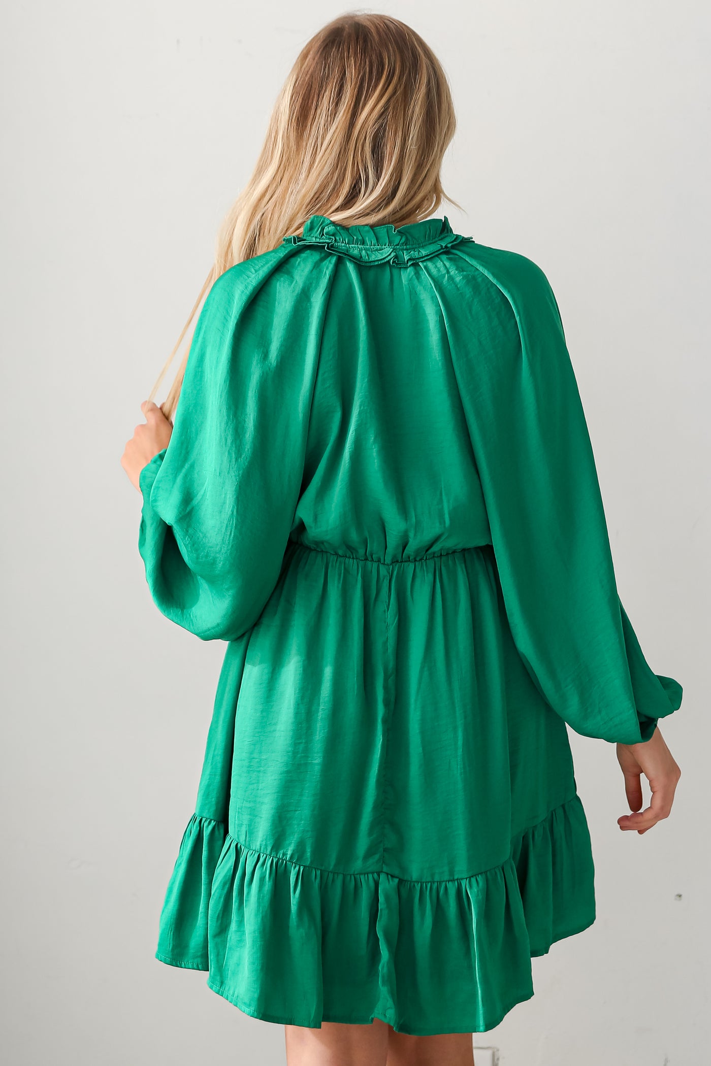 long sleeve Kelly Green Mini Dress