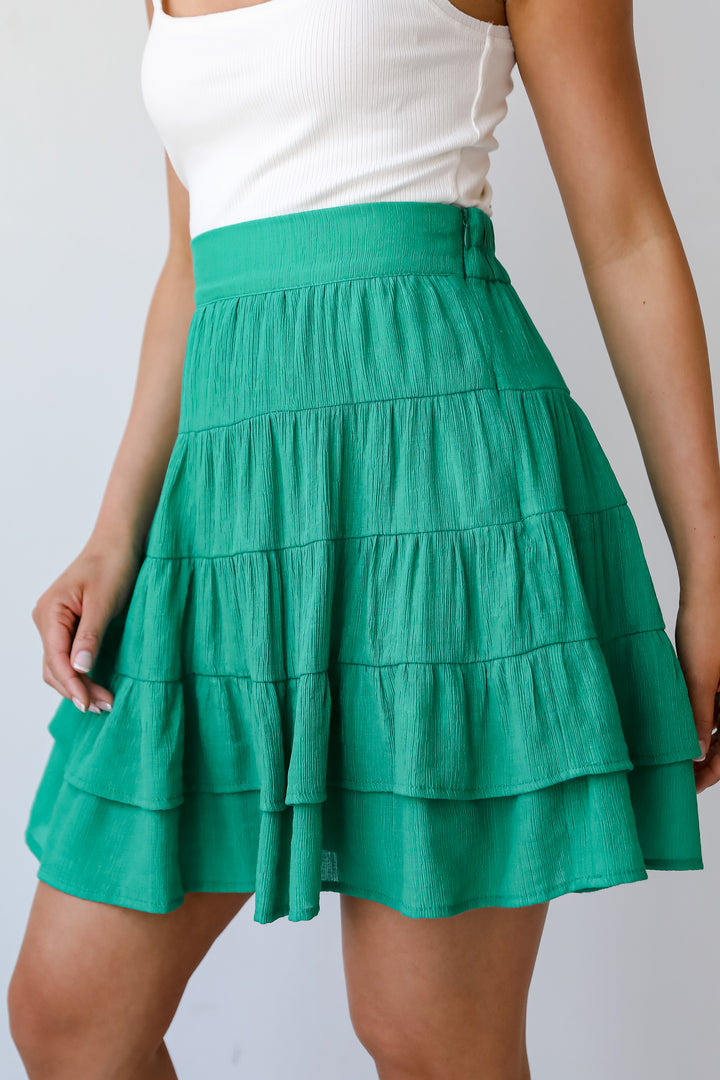 cute Green Tiered Mini Skirt
