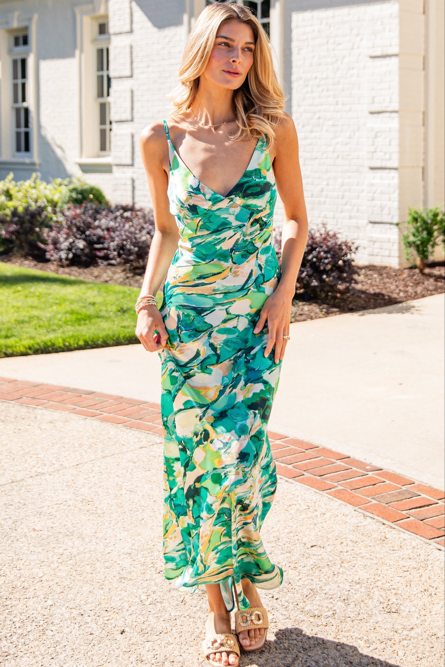 tropical maxi dress Trendy Green Tropical Print Maxi Dress | Cute Women's Dress