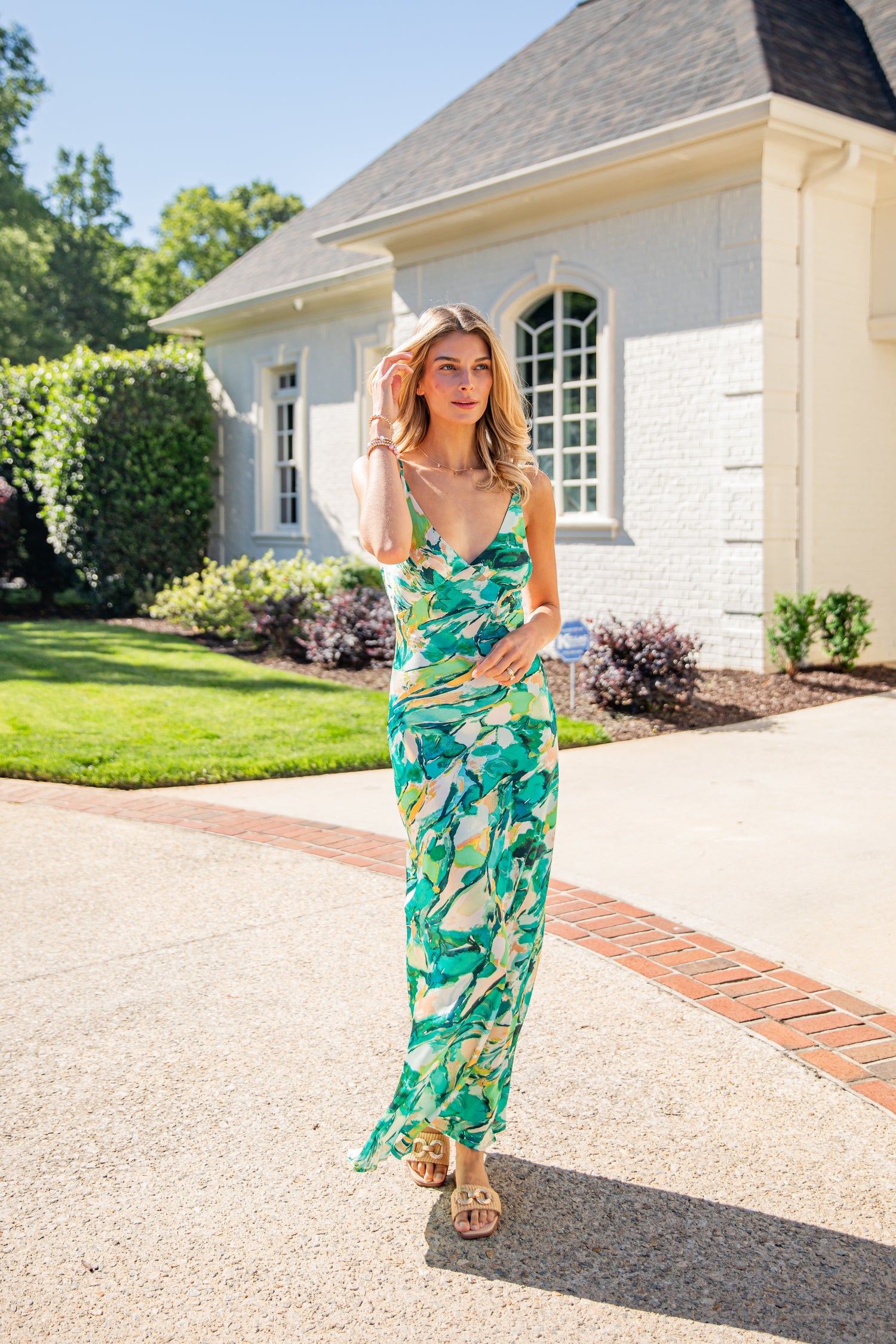 Trendy Green Tropical Print Maxi Dress | Cute Women's Dress