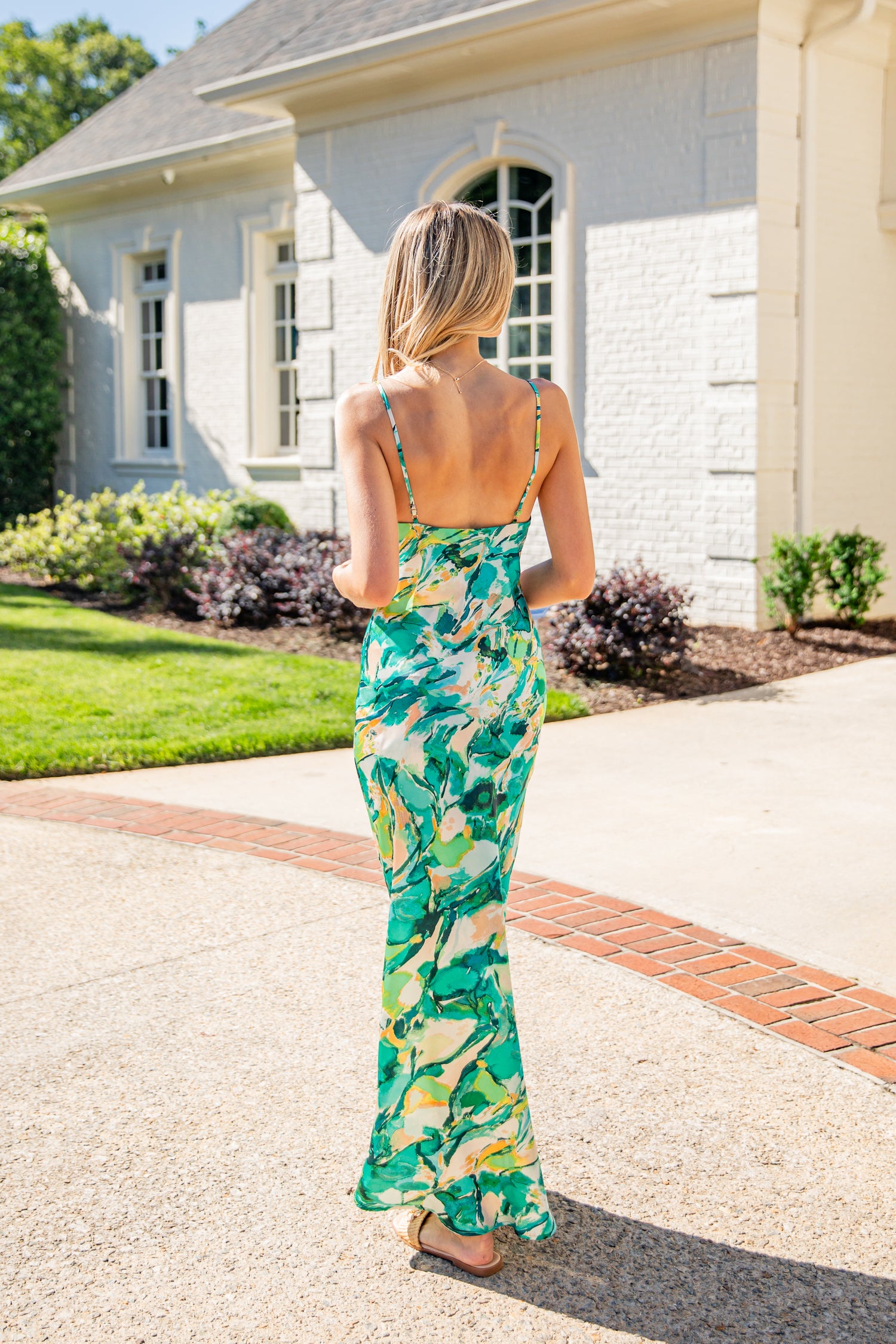 green tropical maxi dress Women's Under Swaying Palms Ivory & Green Tropical Flutter Maxi Dress | Size: S