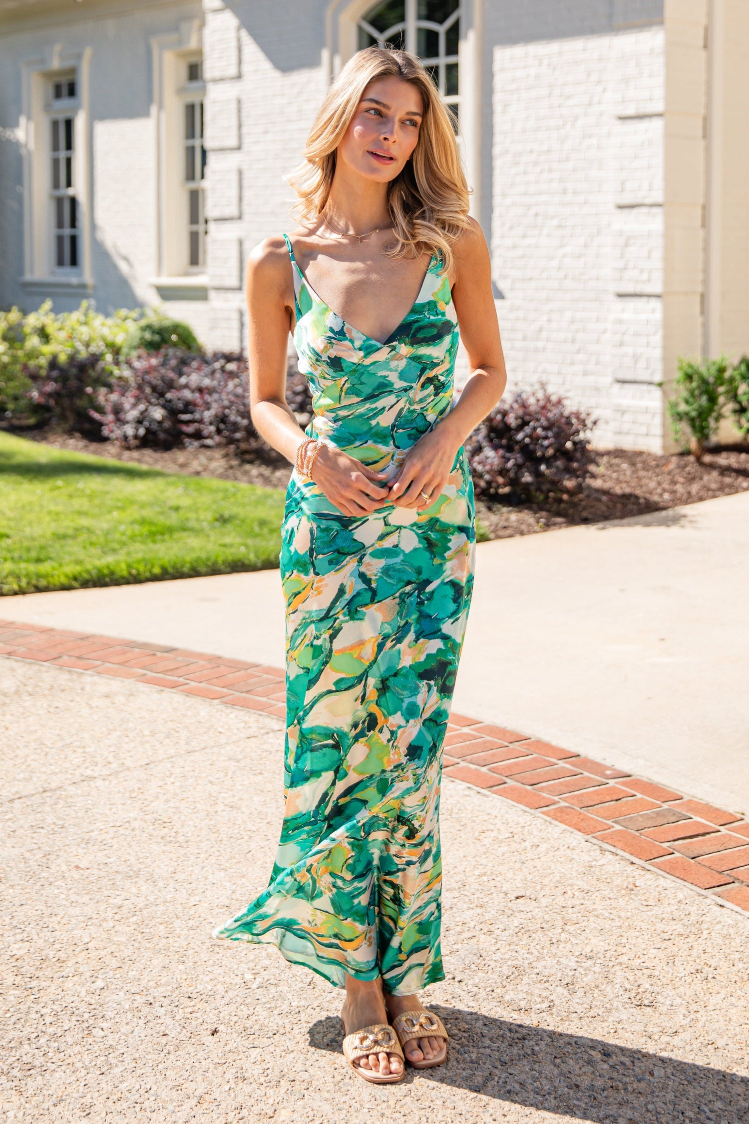 Trendy Green Tropical Print Maxi Dress | Cute Women's Dress