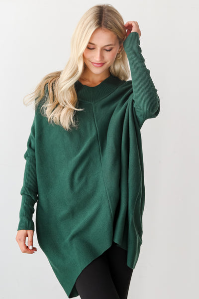 Green Oversized Sweater on model
