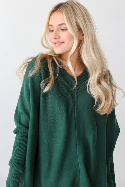Green Oversized Sweater close up