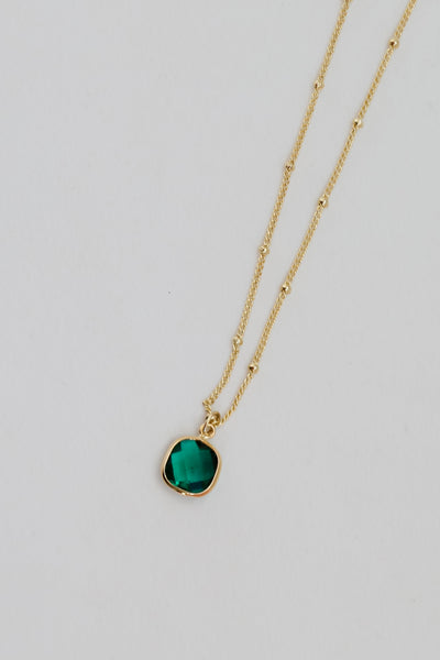Gold Emerald Charm Necklace