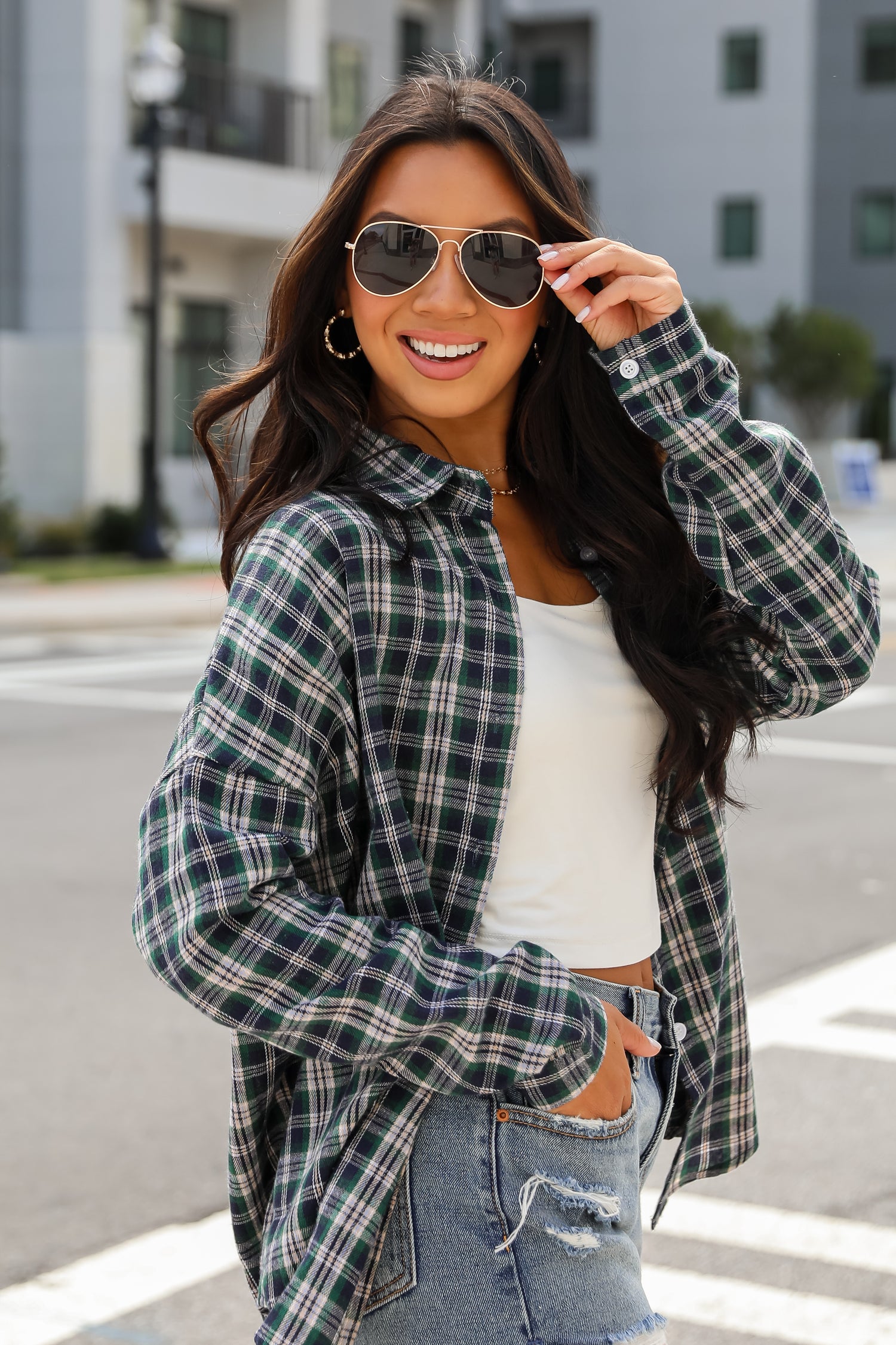 Trendsetting Aspect Hunter Green Plaid Flannel