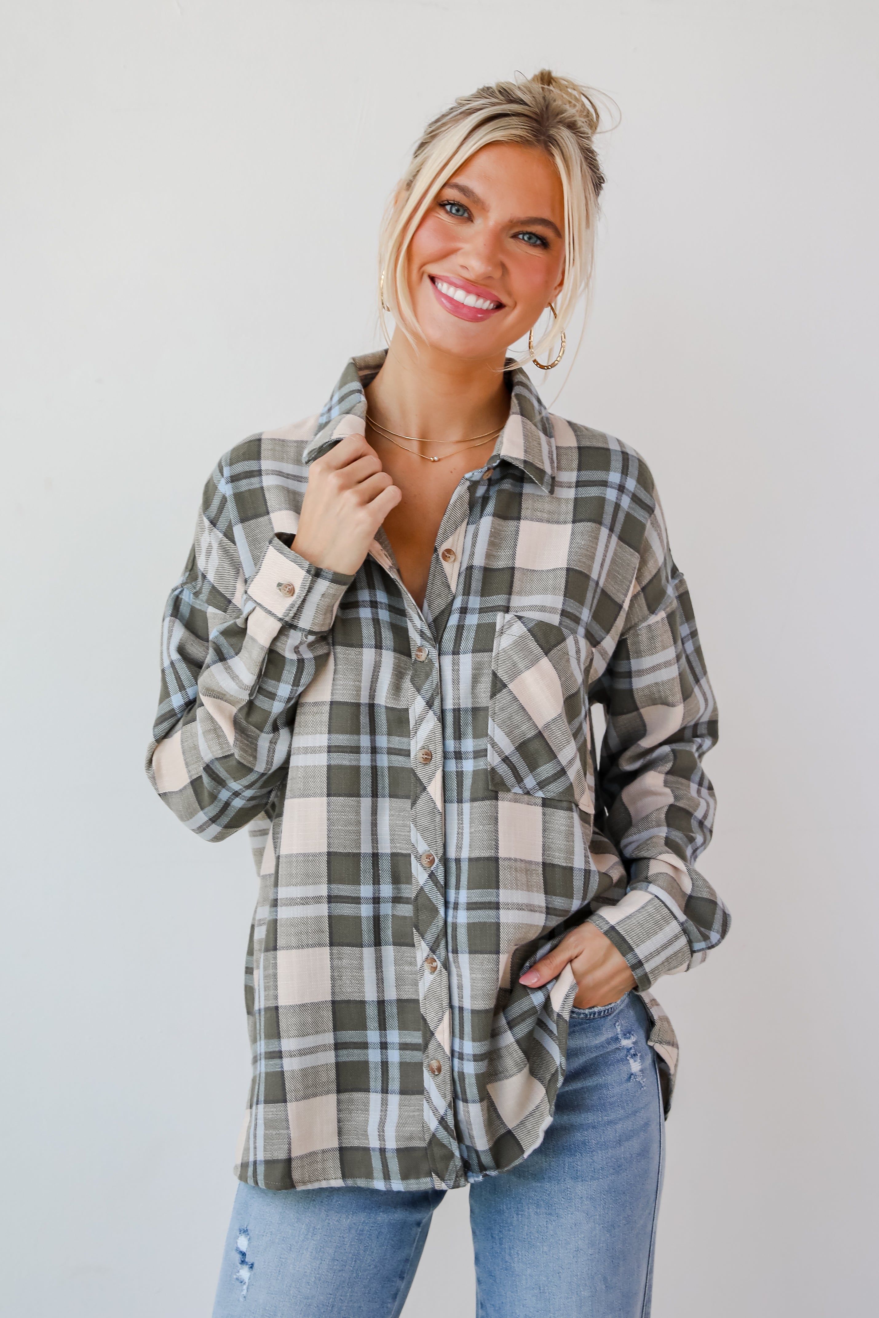 Autumn Energy Hunter Green Plaid Flannel