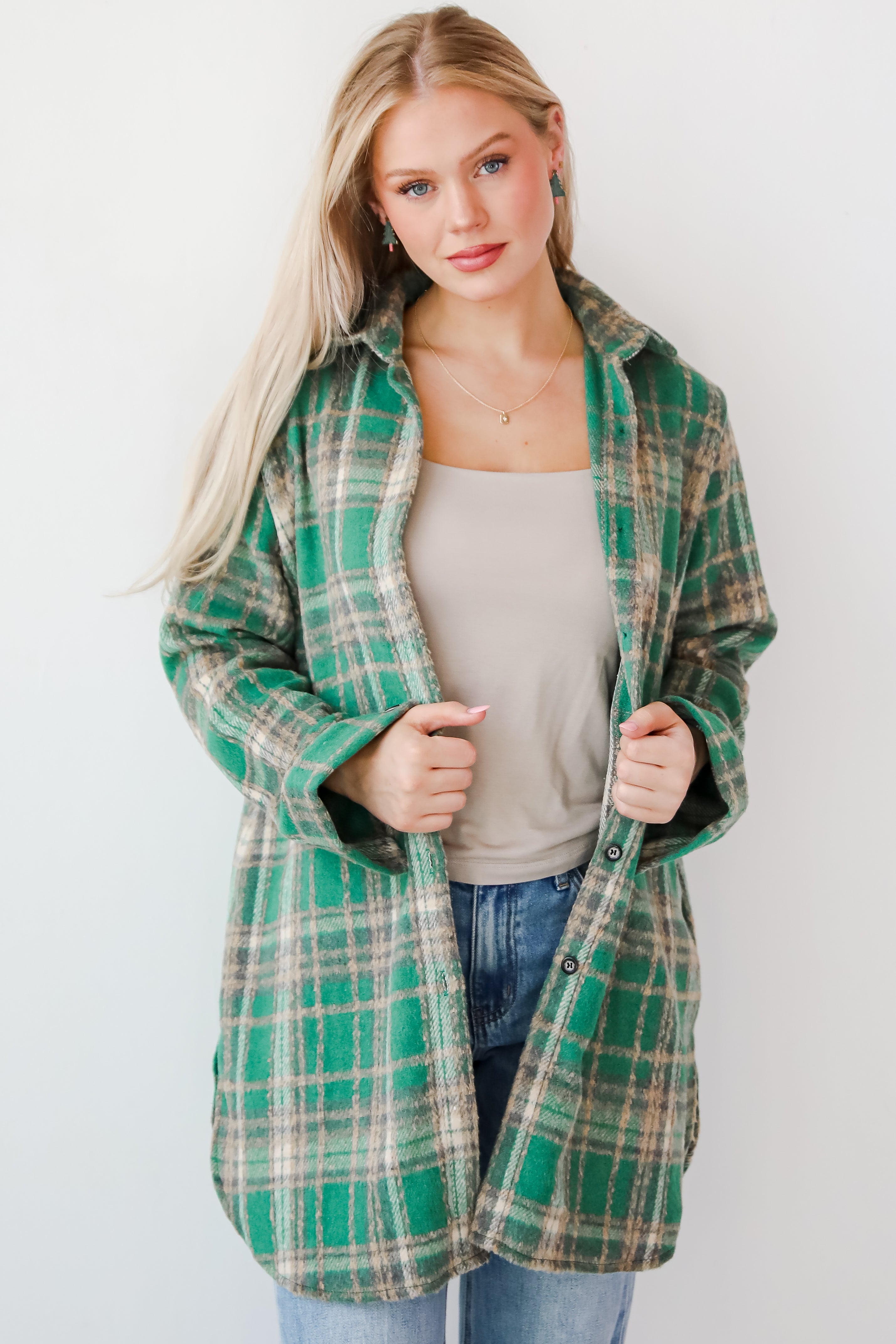 Cuddle Club Green Plaid Shacket