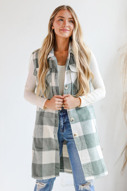 Sophisticatedly Cozy Plaid Longline Vest