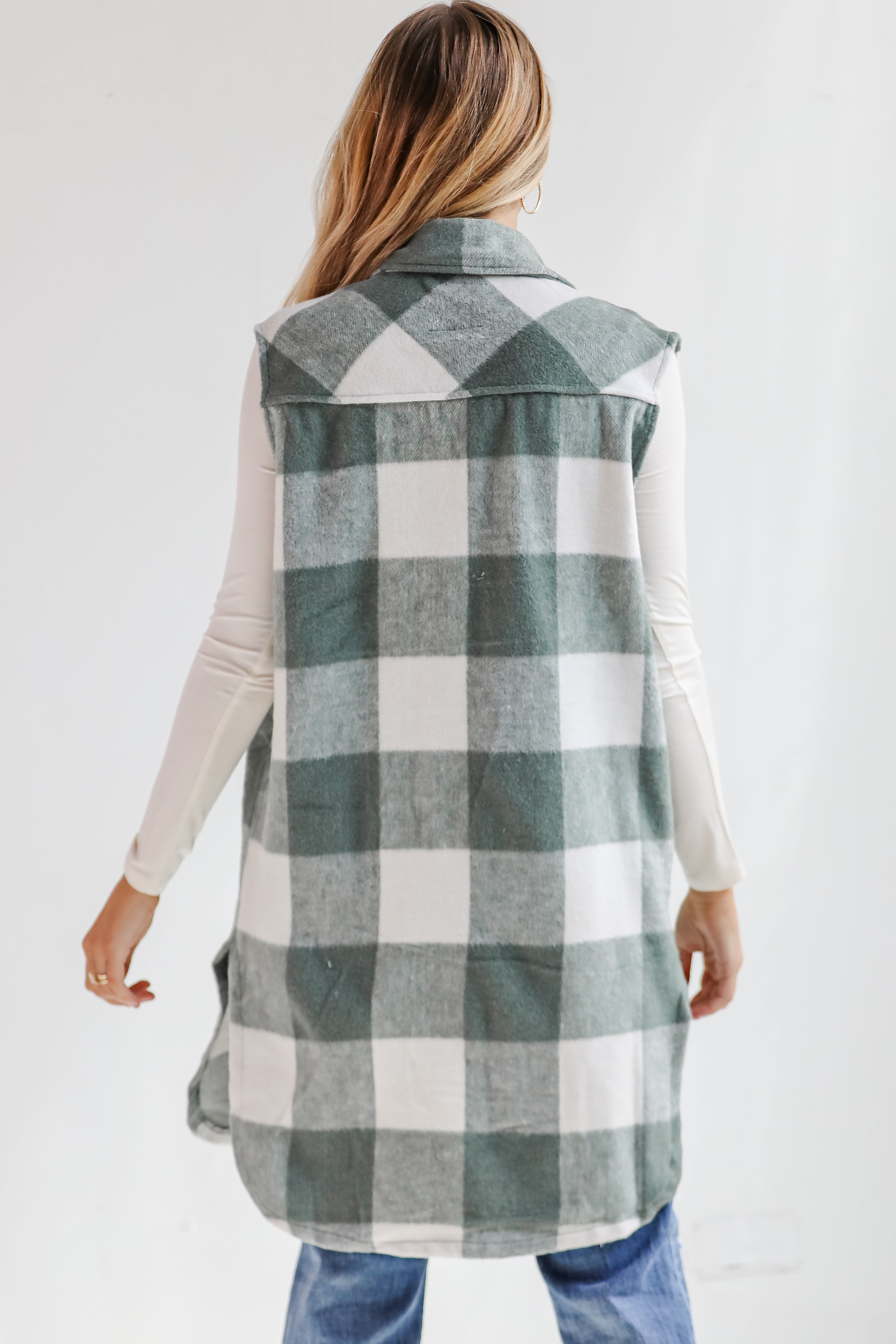 Sophisticatedly Cozy Plaid Longline Vest