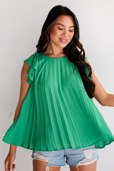 Kelly Green Pleated Blouse for women