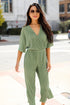 Plisse Green Jumpsuit
