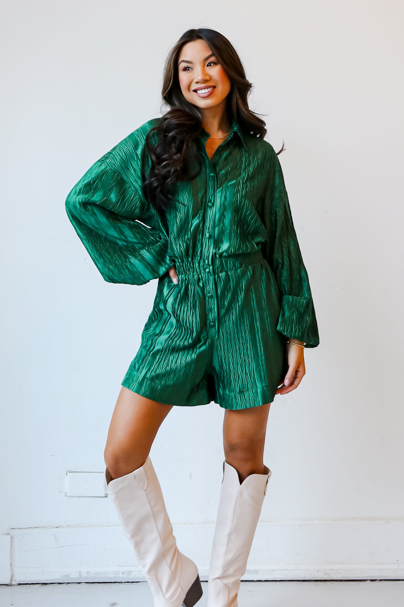 cute green rompers for holiday party
