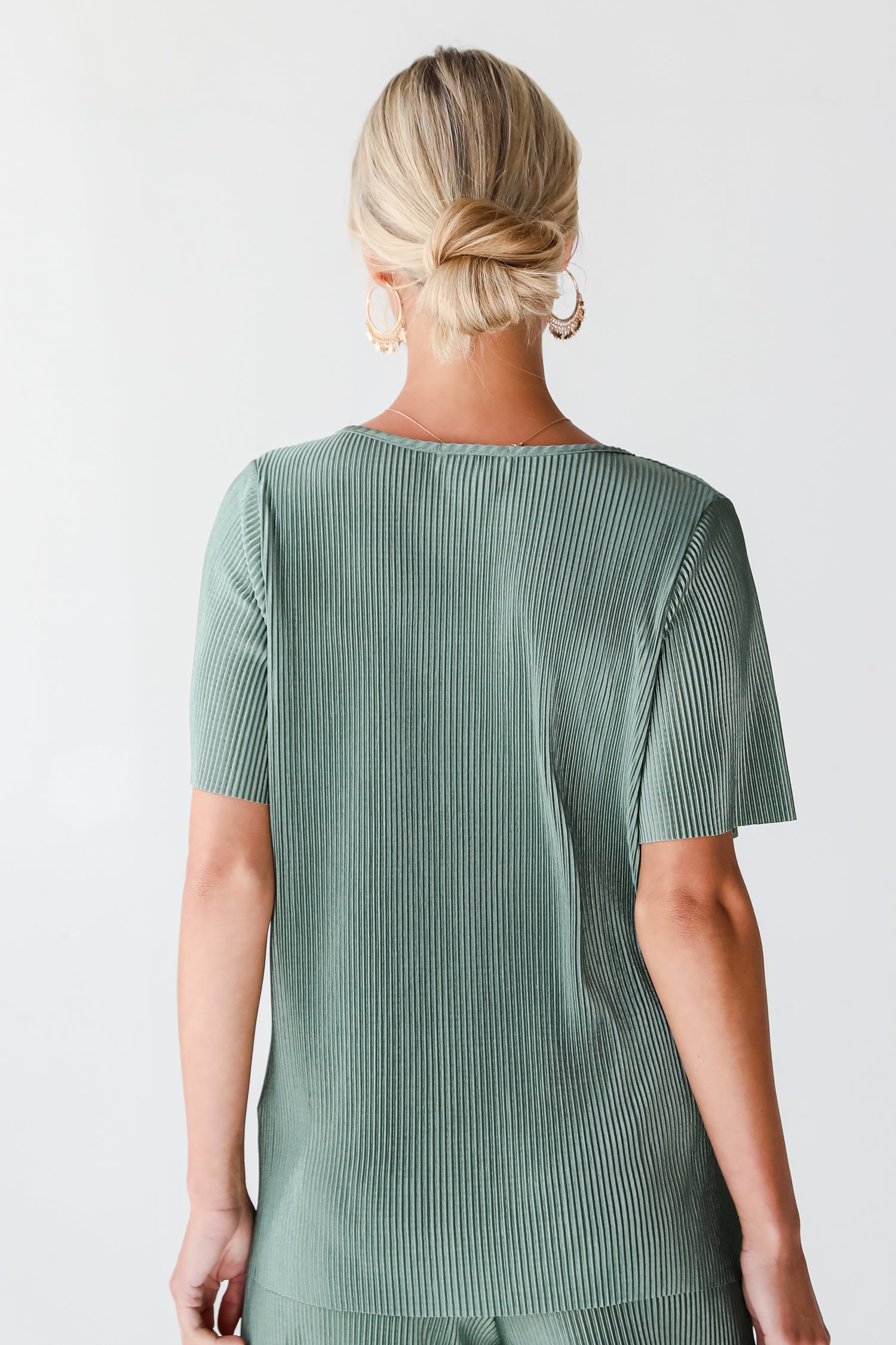 trendy Sage Plisse Top