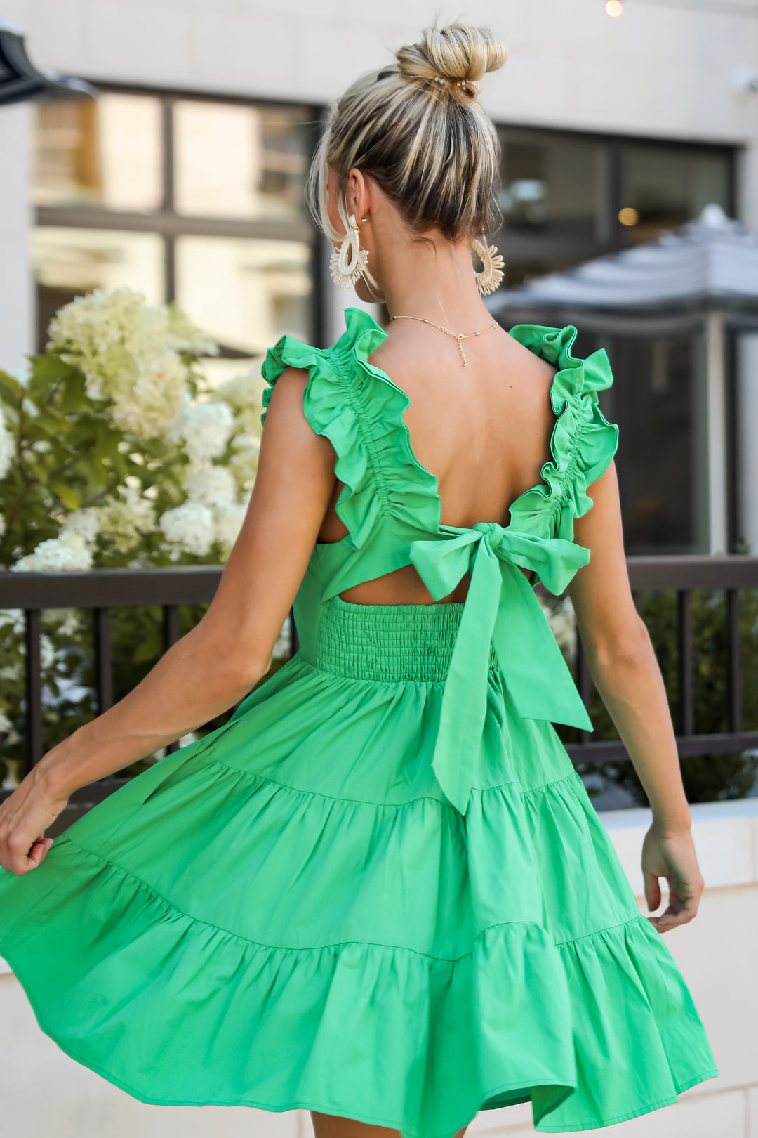 Sweet Existence Green Tiered Ruffle Mini Dress