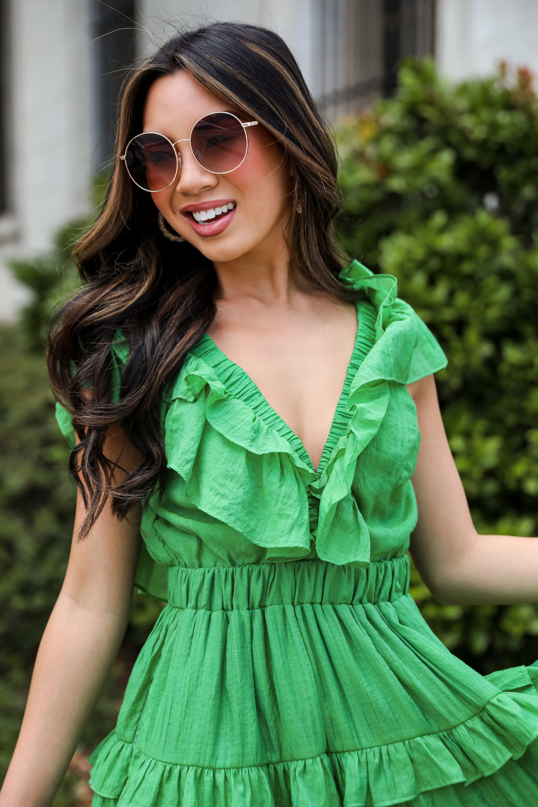 Marvelous Time Green Ruffle Mini Dress