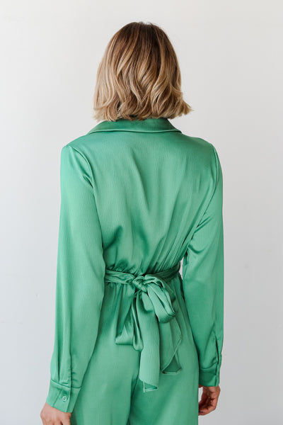 trendy green jumpsuit