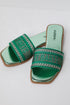 St. Barts Green Rhinestone Slide Sandals flat slide sandals