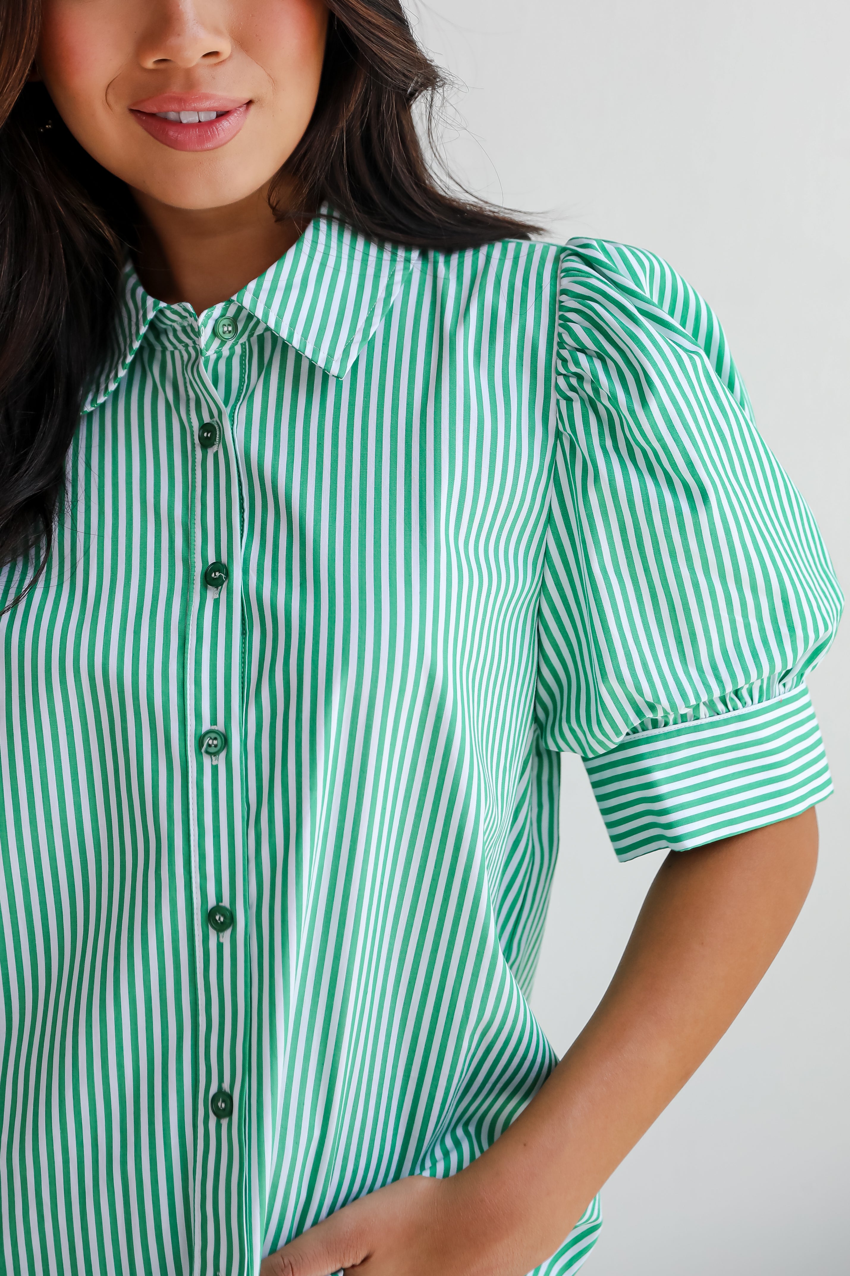 Authentic Sweetness Green Striped Blouse