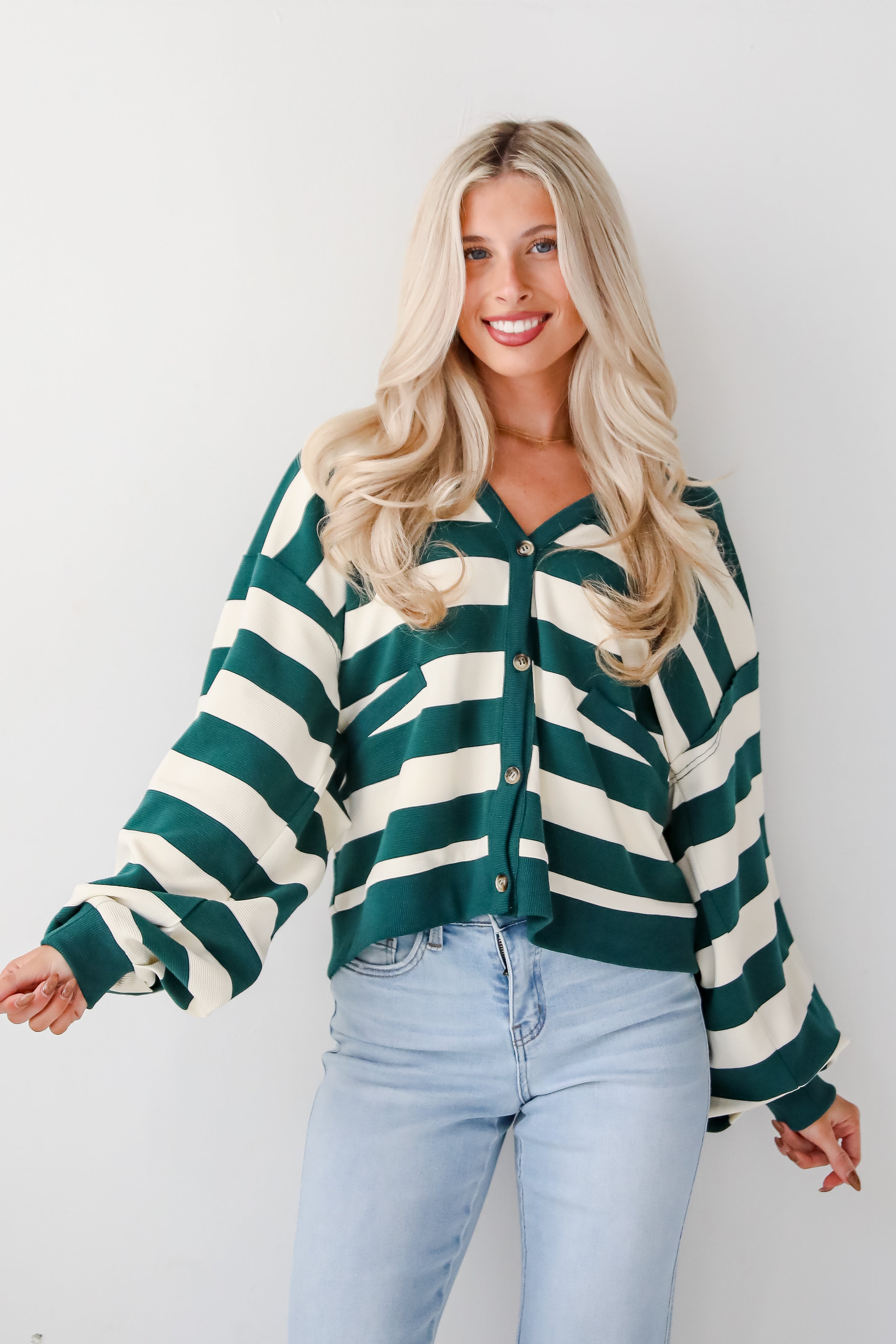 Undeniable Crush Green Striped Knit Top