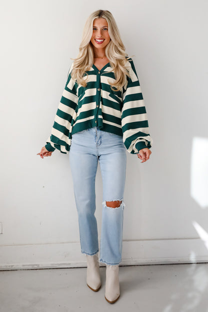 Undeniable Crush Green Striped Knit Top