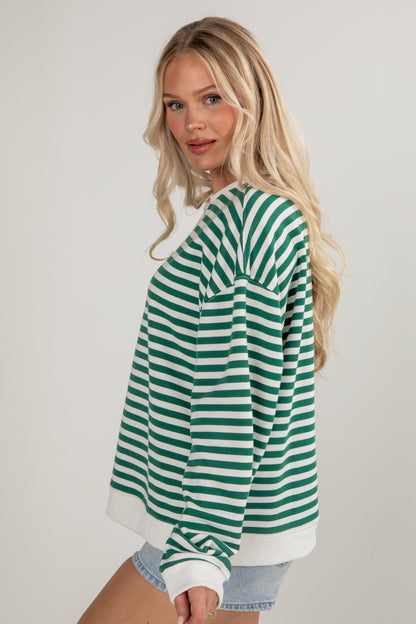 green striped pullover